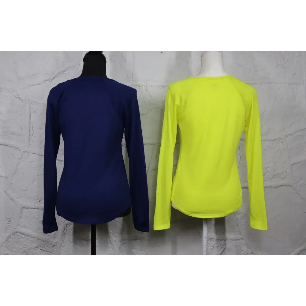 Jenni Women's Split-Neck Pajama Top Bundle of 2 - Navy‎ - Yellow - Size XS